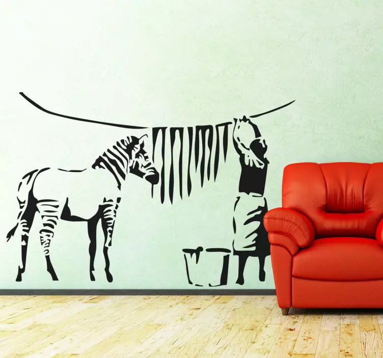 Banksy Zebra living room wall sticker - TenStickers