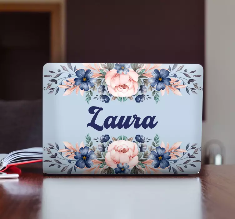 Beautiful banner floral leaves laptop skin - TenStickers