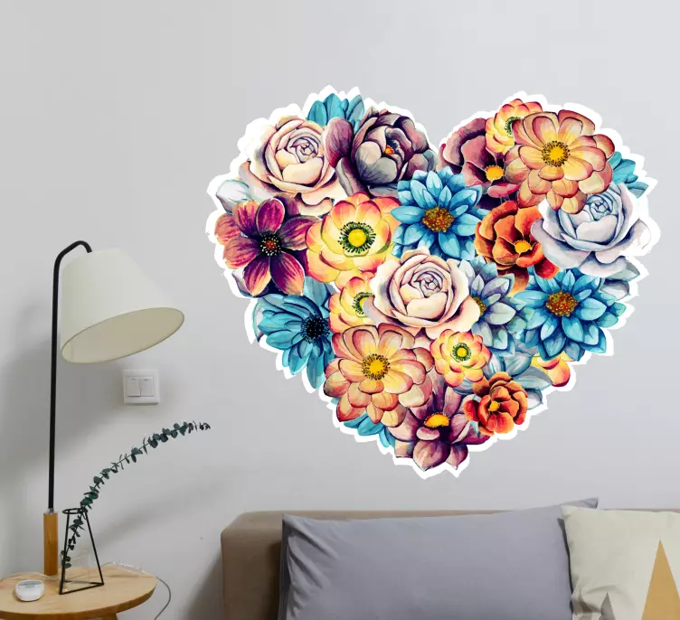 Beautiful heart filled with flowers sticker - TenStickers