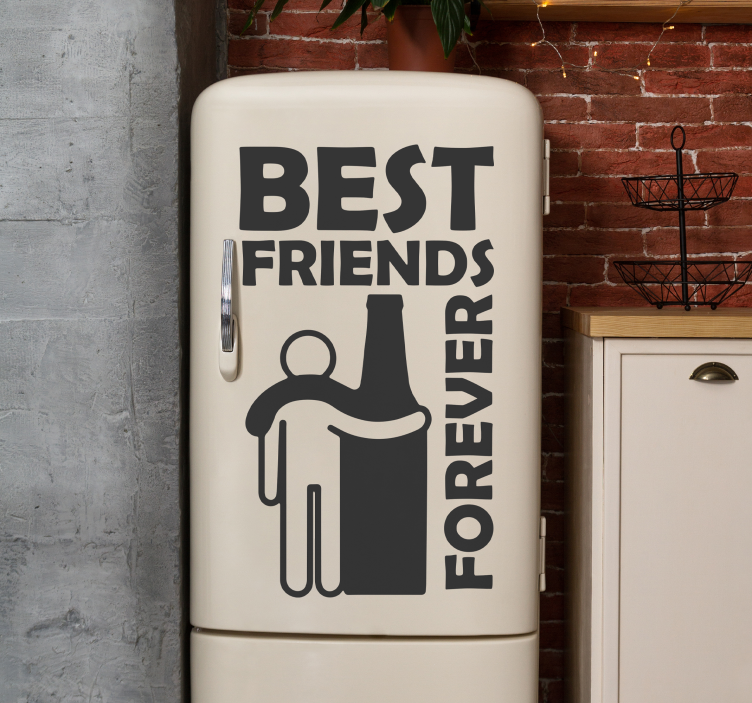 Beer drink with text fridge sticker - TenStickers
