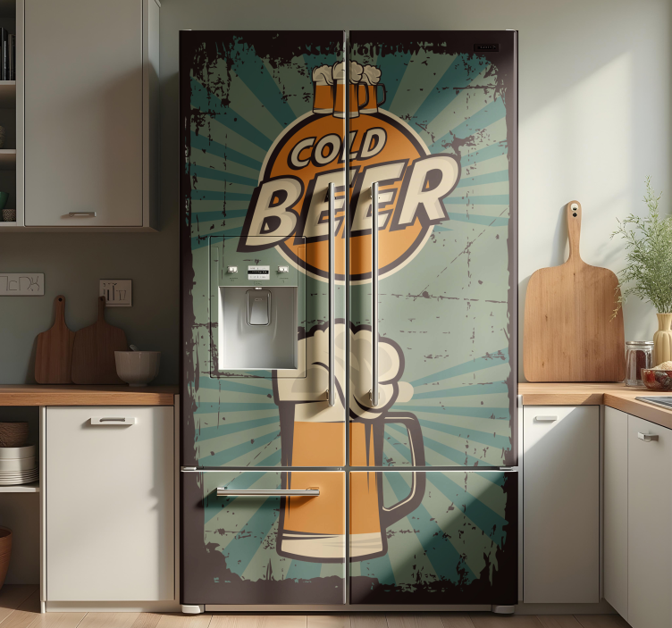 Beer mugs vinyl fridge sticker - TenStickers