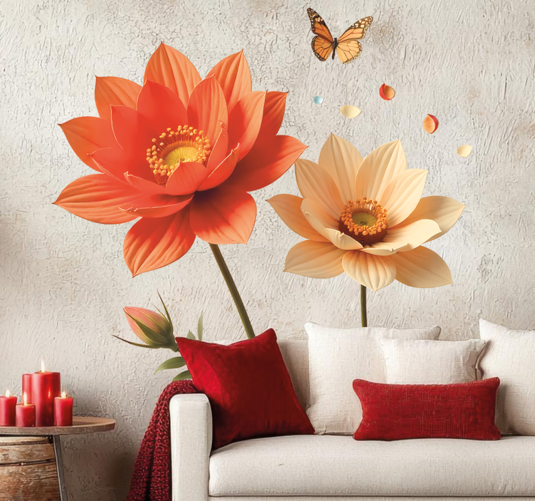 Big flowers 3d wall sticker - TenStickers
