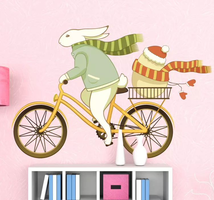 Bike Easter Bunny Wall Sticker - TenStickers
