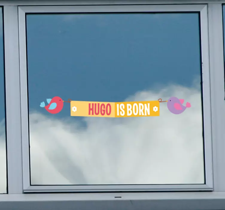 BIRDS WELCOME NEWBORN HUGO location sticker - TenStickers