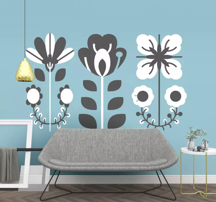 Black and white hands folk art wall decal - TenStickers