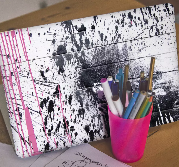Black pink color spray laptop skins - TenStickers