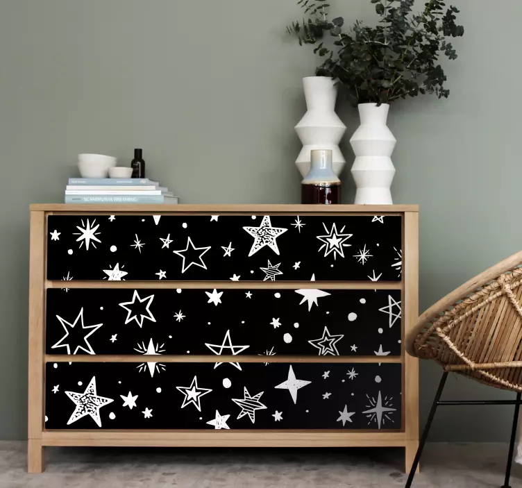 Black star pattern background furniture sticker - TenStickers