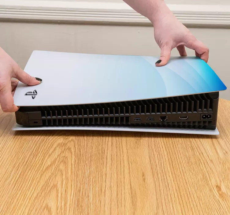 Blue and white waves abstract PS5 sticker - TenStickers