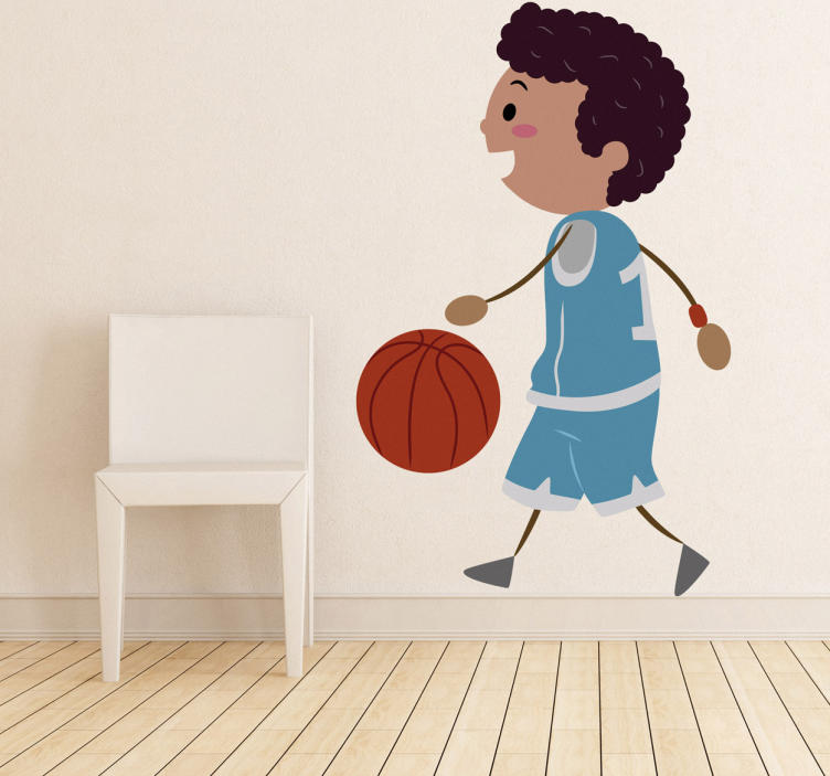 Blue animated player basketball sticker - TenStickers