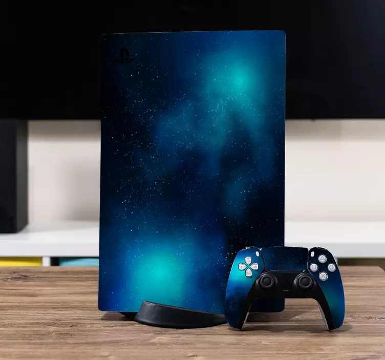 Blue galaxy space theme ps5 sticker - TenStickers