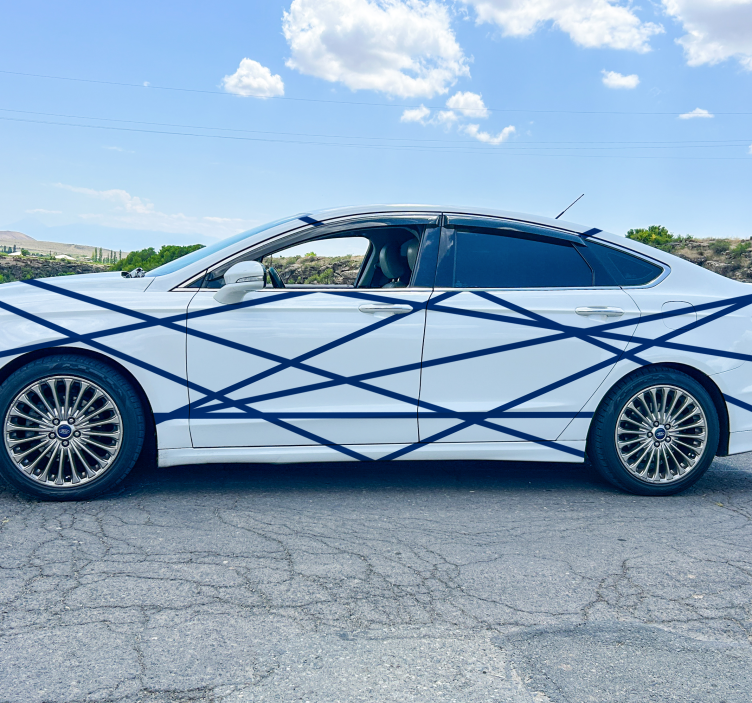 Blue stripes car sticker set - TenStickers