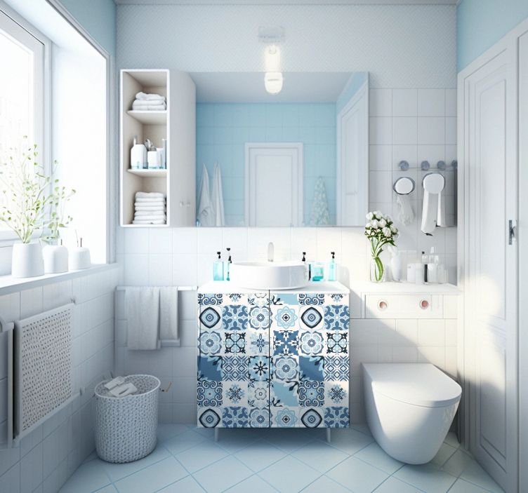 Blue tiles furniture sticker - TenStickers