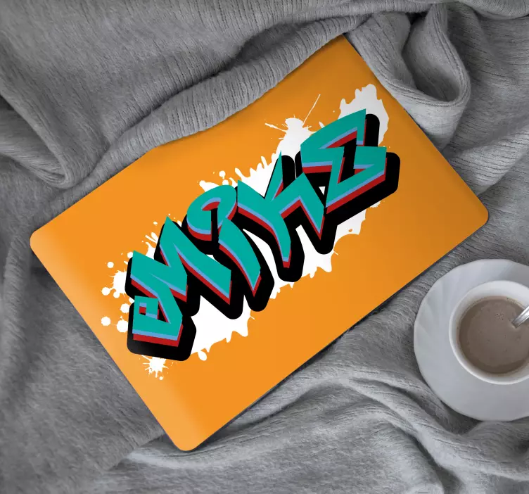 Bold graffiti with name laptop skin - TenStickers