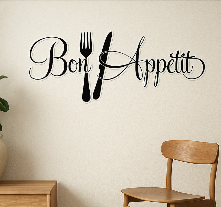 Bon appetit with cutlery restaurant sticker - TenStickers