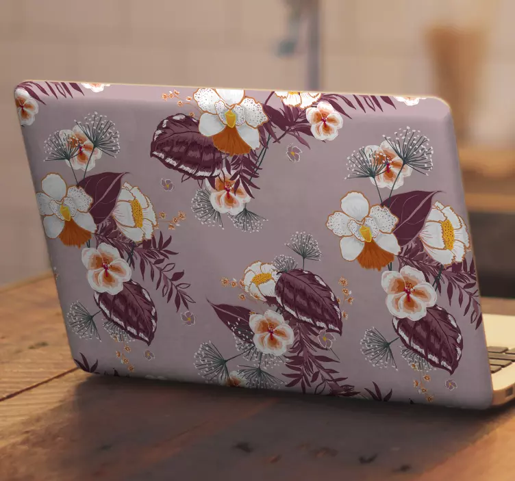 Botanical Floral Pattern laptop skin - TenStickers