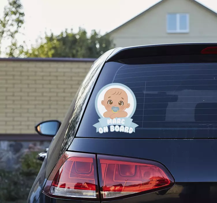 Customised boy name baby on board car sticker - TenStickers