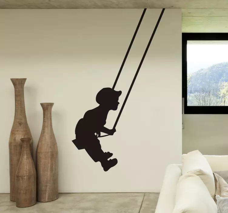 Boy On Swing Decal - TenStickers