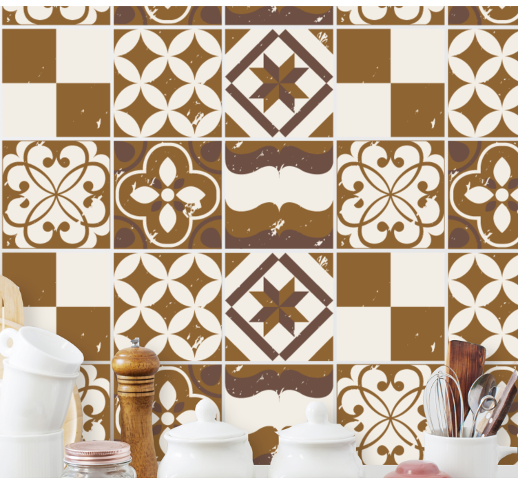 Brown cement design tile decal - TenStickers