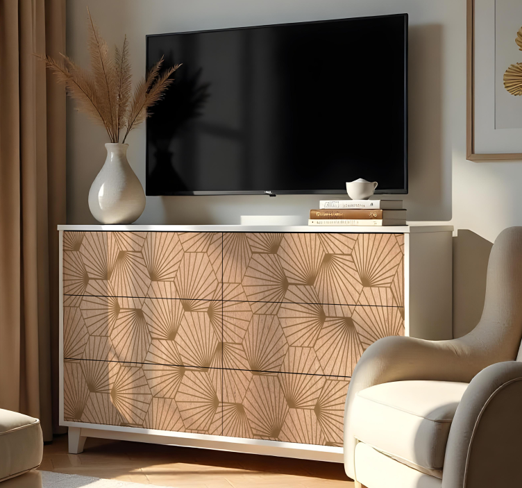 brown hexagon lines furniture sticker - TenStickers