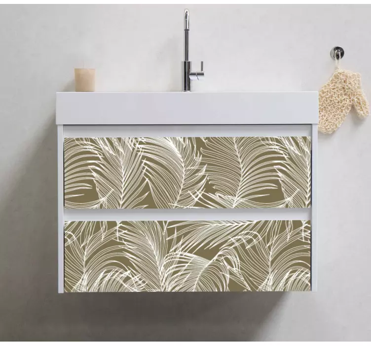 Brown leaves with outline  furniture sticker - TenStickers