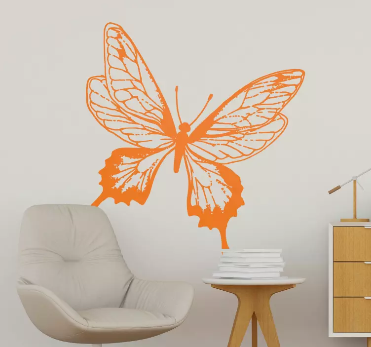 Butterfly wall decal graceful butterfly outline - TenStickers