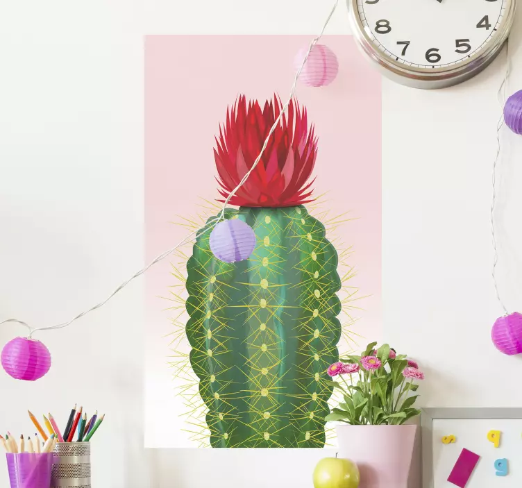 Cactus with Blooming Flower wall sticker - TenStickers