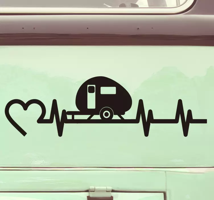 Heartbeat design caravan sticker - TenStickers