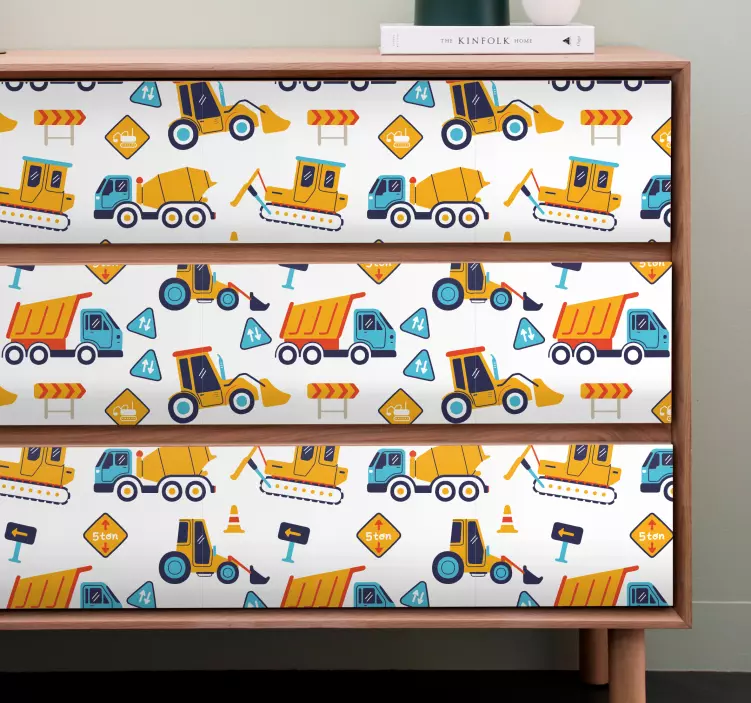 Cartoon construction site furniture sticker - TenStickers