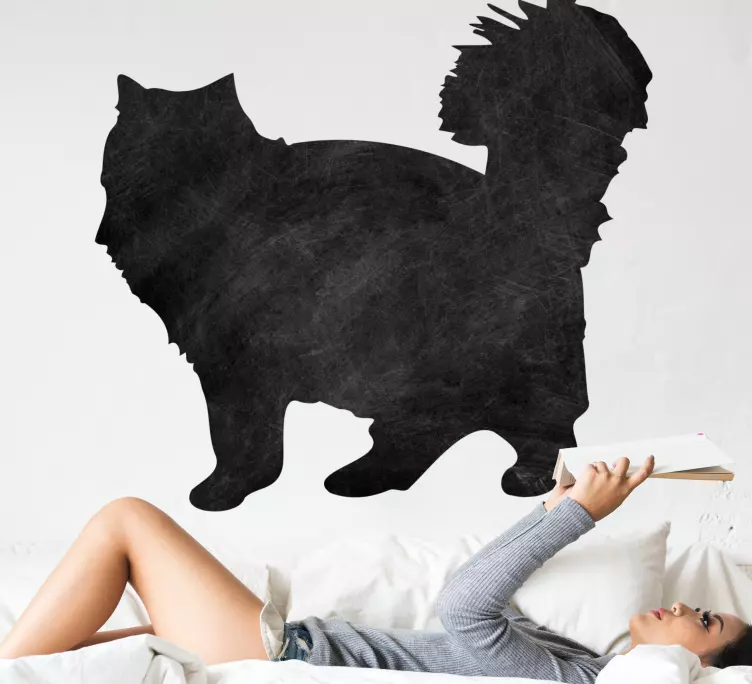 Cat silhouette cute shape write on sticker - TenStickers