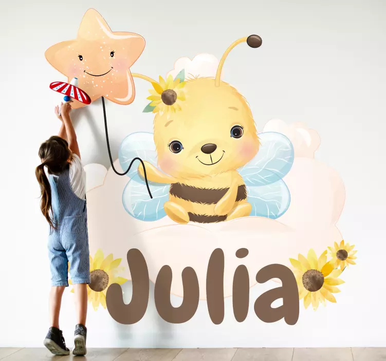 Illustration wall sticker charming bee design - TenStickers