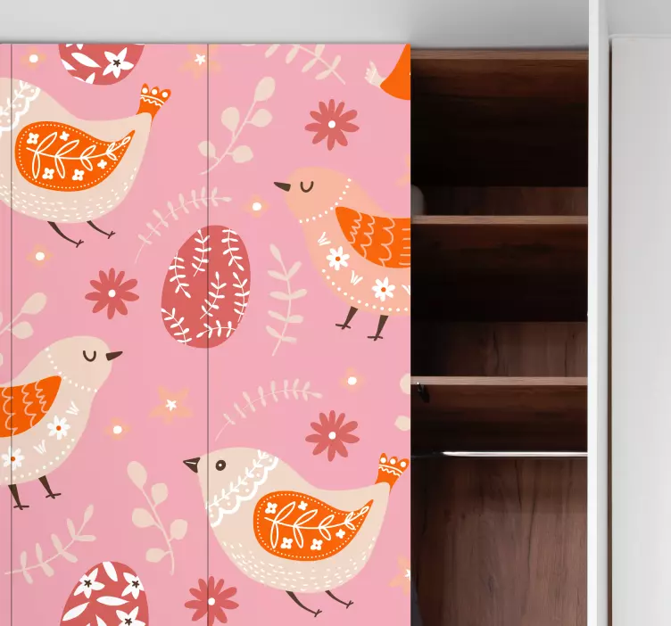 Folk Easter art fridge sticker - TenStickers