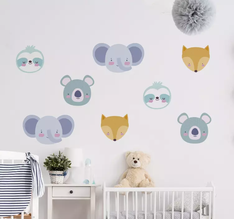 Charming Creature Faces wall sticker for kids - TenStickers
