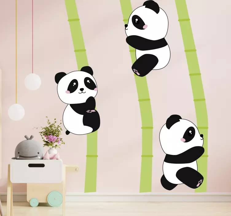 Charming panda statues sticker - TenStickers