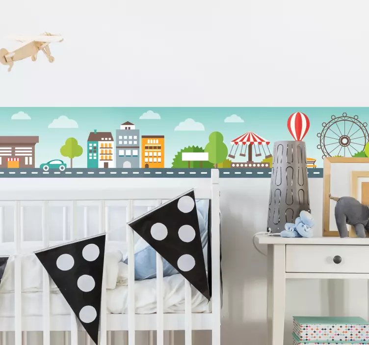children's city border wall border sticker - TenStickers