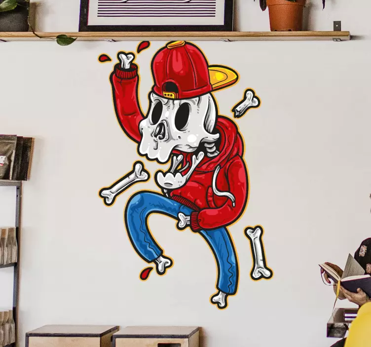 Chill Skeleton Figure character sticker - TenStickers