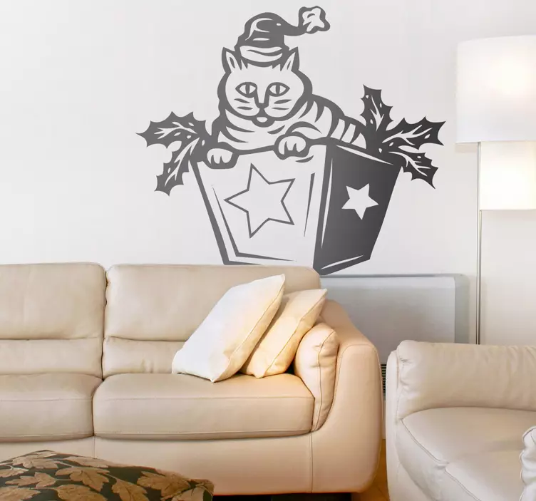 Christmas Cat Wall Sticker - TenStickers