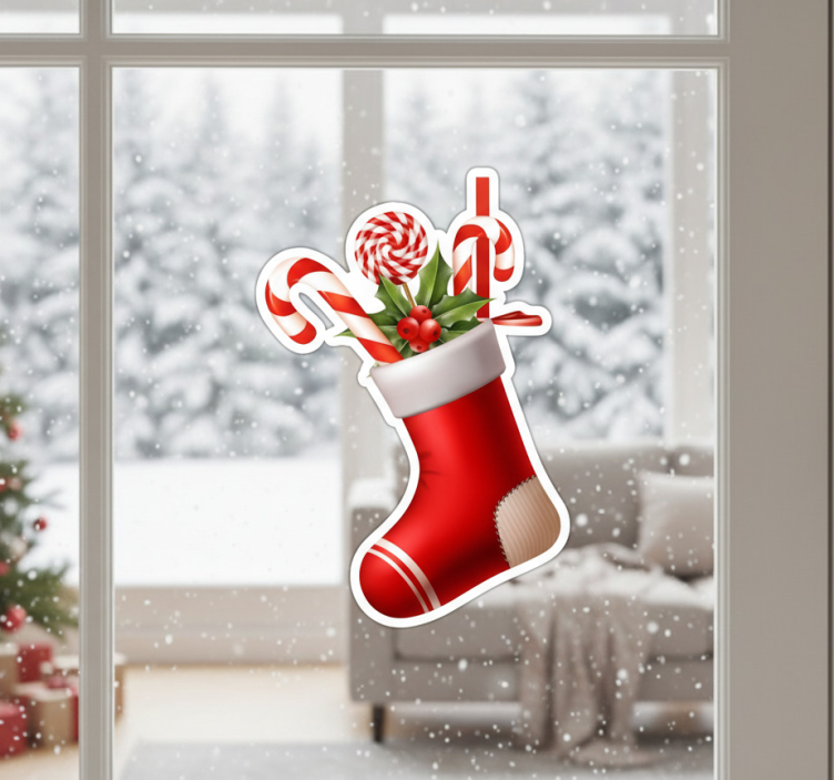 Christmas sticker stockings candy presents - TenStickers