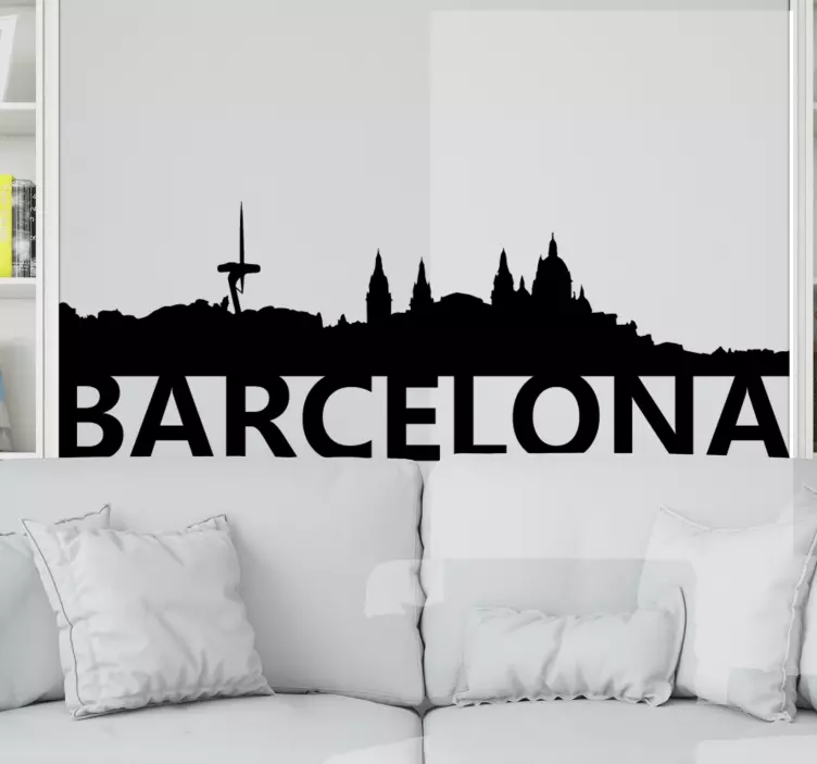 City wall sticker barcelona skyline outline - TenStickers