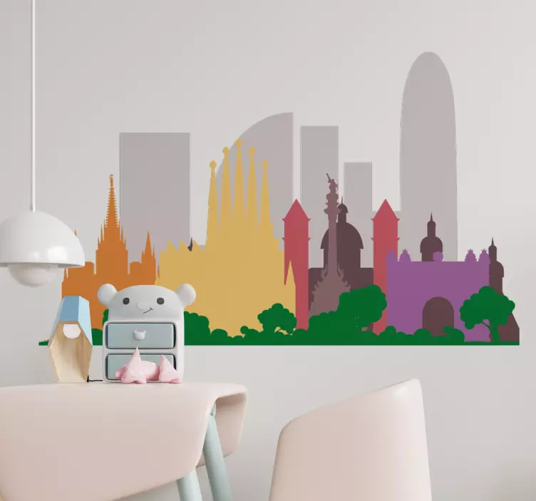 City wall sticker barcelona skyline silhouette - TenStickers