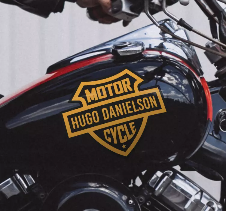 Classic Motorcycle Shield Custom Sticker - TenStickers