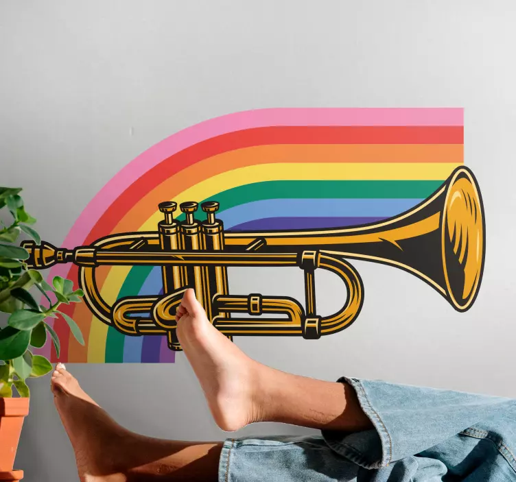 Colorful brass trumpet teenage wall decals - TenStickers