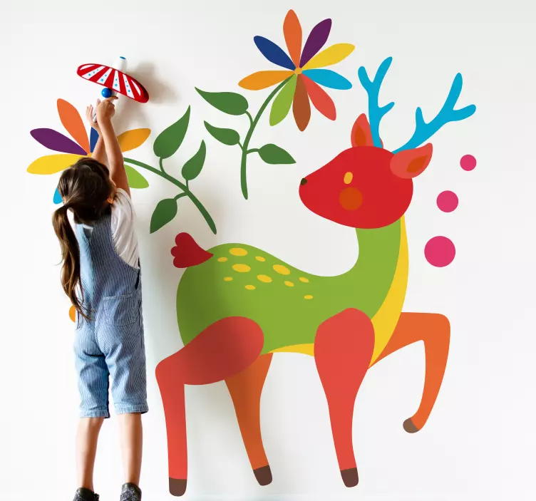 Colorful Deer Art sticker - TenStickers