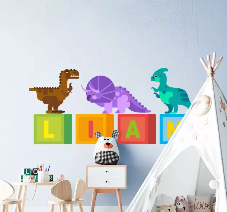 Colorful Dinosaur Blocks wall sticker for kids - TenStickers