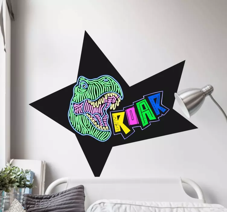 Colorful dinosaur roar sticker - TenStickers