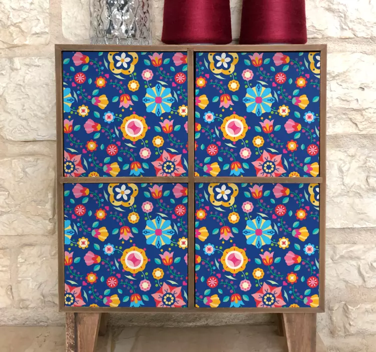 Colorful Floral Pattern decoration wall sticker - TenStickers