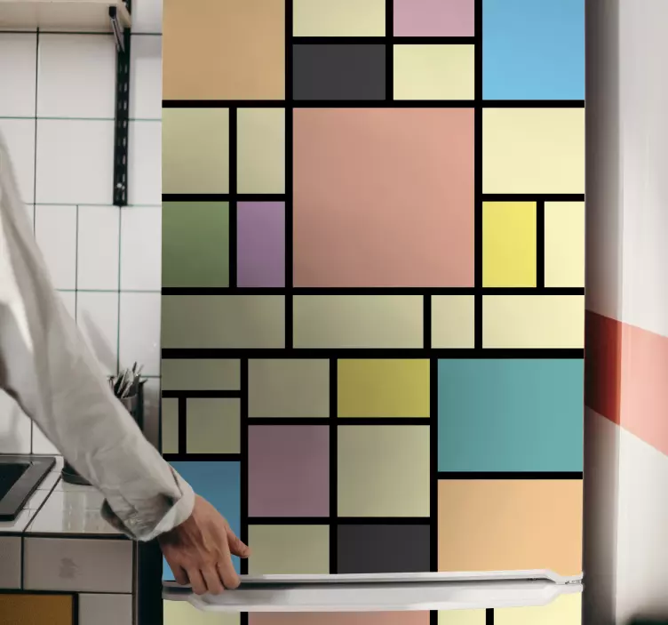 Mondrian colorful blocks fridge sticker - TenStickers