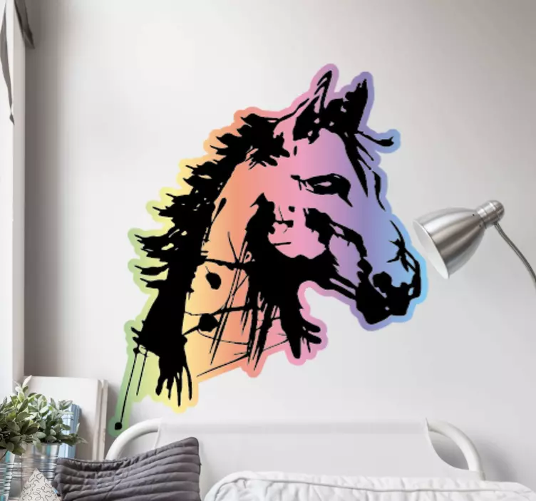 Colorful horse head sticker - TenStickers