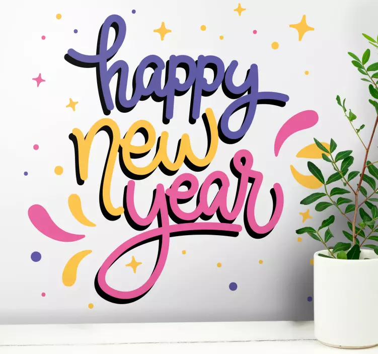 Christmas sticker colorful new year wishes - TenStickers