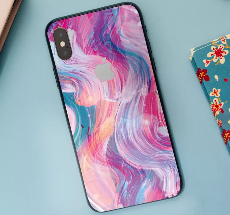Colorful oil paint strokes iPhone sticker - TenStickers