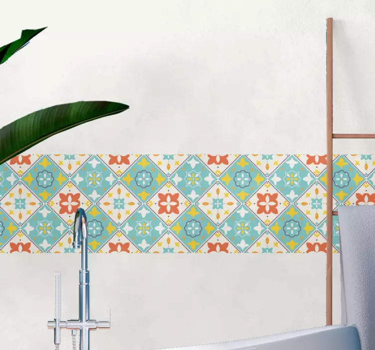 Colorful vintage style tiles pattern tile decal - TenStickers